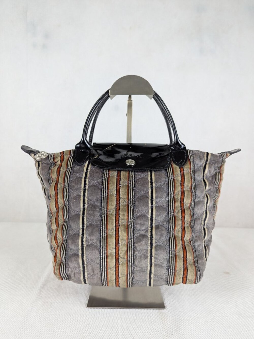 Longchamp Le pliage Tote Bag gray Velvet Handbag - Authentic - Fast Shipping
